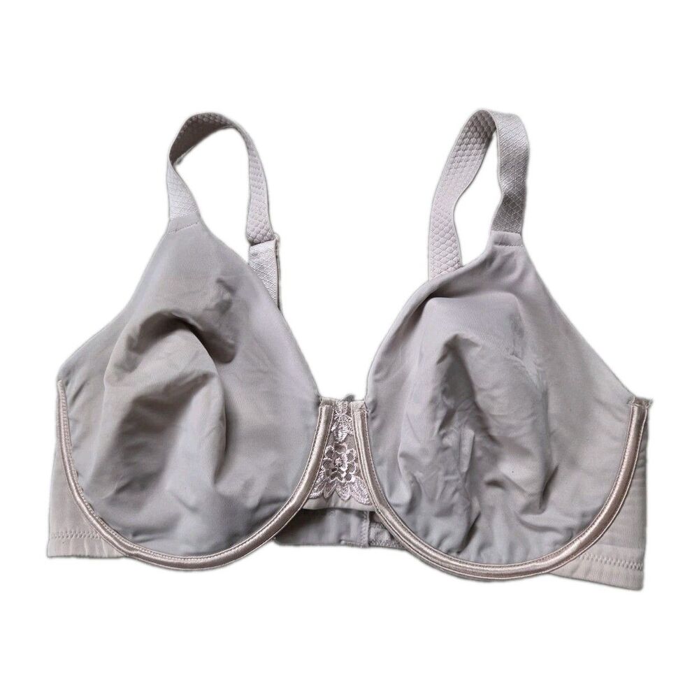 Vanity Fair Beauty Back Full Figure Underwire Bra 38DD Purple Floral Detail GUC